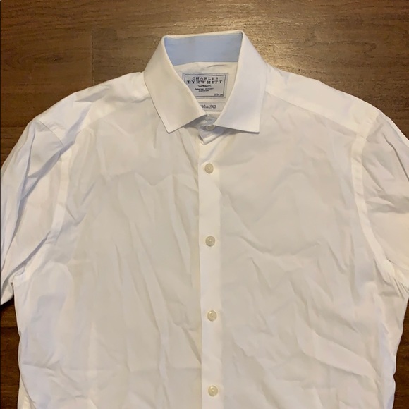 CHARLES TYRWHITT Men’s White Dress Shirt Slim Fit - Picture 4 of 5